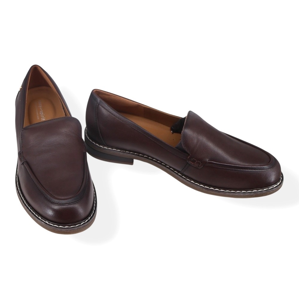 Easy Spirit Jaylin Dark‎ Brown Leather Loafer eFlex Comfort Wide Width Size 9W